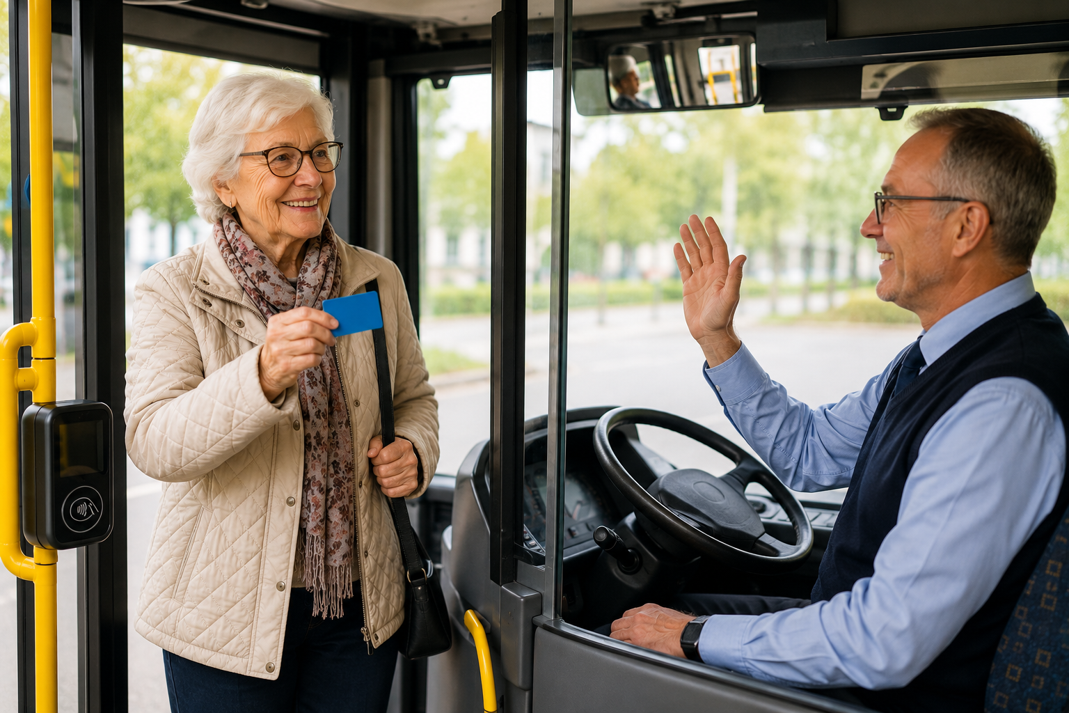 kvinna på buss